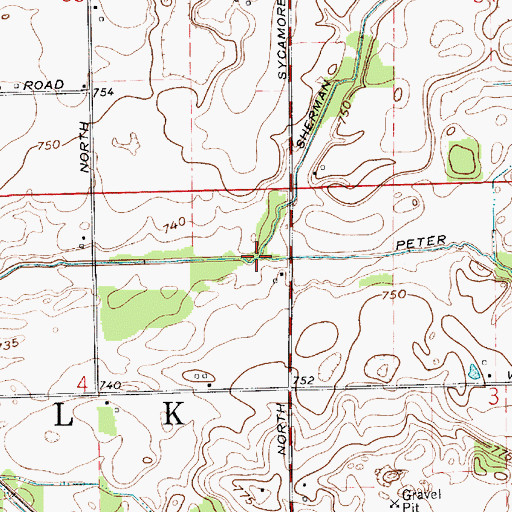 Topographic Map of South Branch Pine Creek, IN
