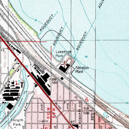 Topographic Map of Hammond Water Filtration Plant, IN