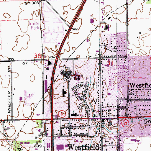 Topographic Map of Westfield Middle School, IN