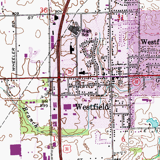 Topographic Map of Washington Elementary School, IN