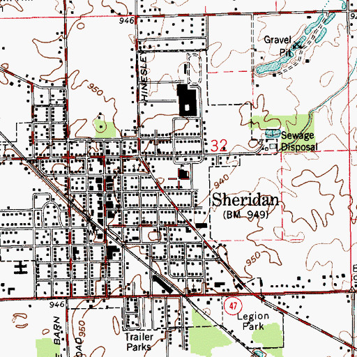 Topographic Map of Marion-Adams High School, IN