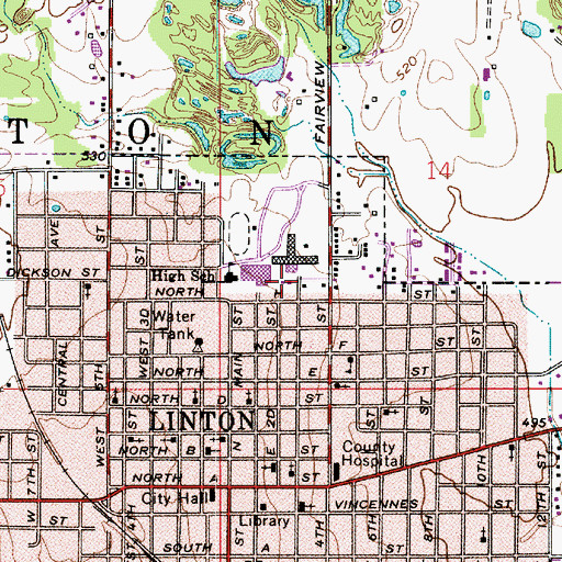 Topographic Map of Linton-Stockton Junior High School, IN