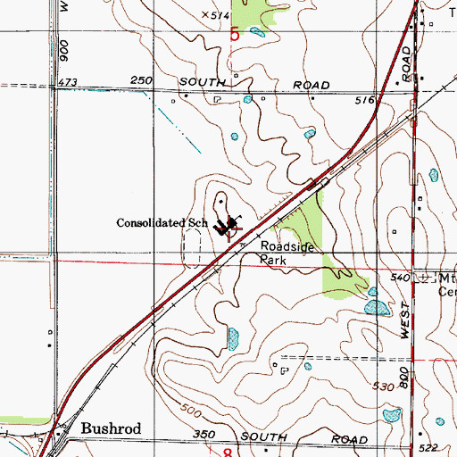 Topographic Map of L and M Elementary and High School, IN