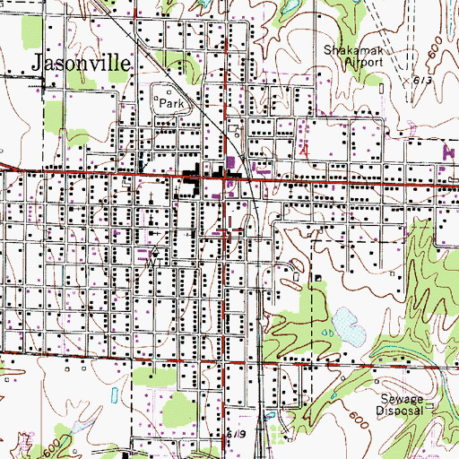 Topographic Map of Shakamak High School, IN