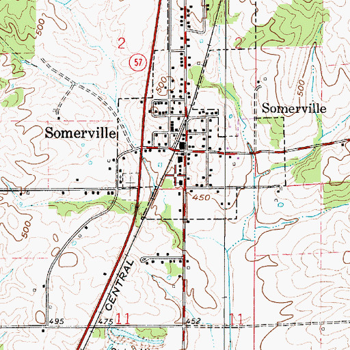 Topographic Map of Somerville Elementary School, IN