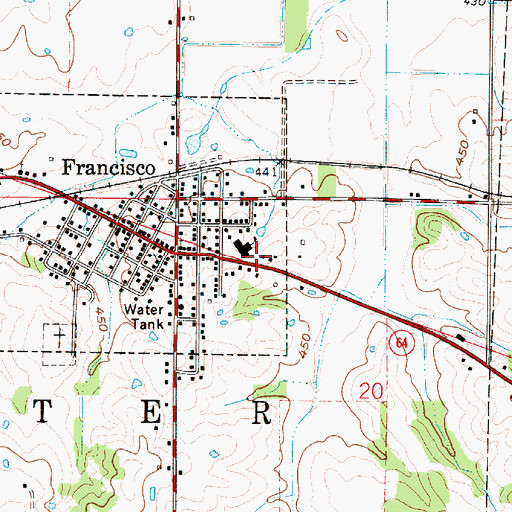 Topographic Map of Francisco Elementary School, IN