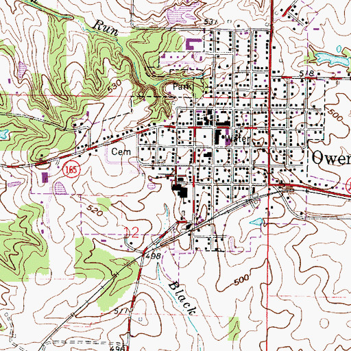Topographic Map of Owensville Public School, IN