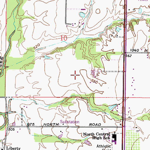 Topographic Map of WBAK-TV (Terre Haute), IN
