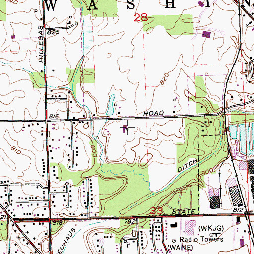 Topographic Map of WPTA-TV (Fort Wayne), IN
