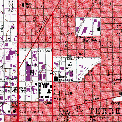 Topographic Map of WISU-TV (Terre Haute), IN