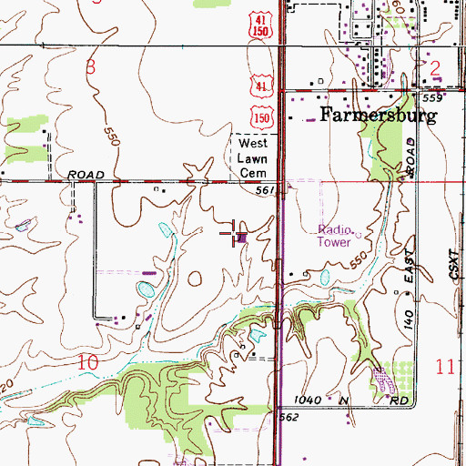 Topographic Map of WTWO-TV (Terre Haute), IN
