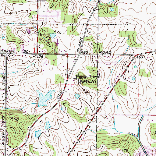 Topographic Map of WNIN-TV (Evansville), IN