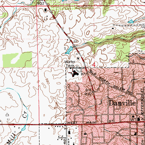 Topographic Map of North Elementary School, IN