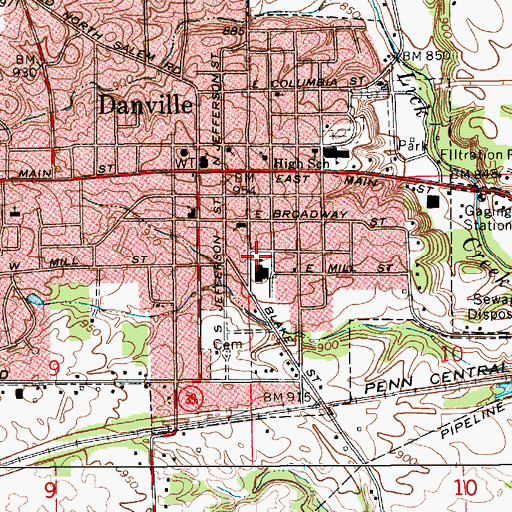 Topographic Map of South Elementary School, IN