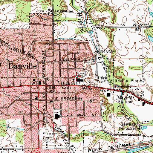 Topographic Map of Danville Community High School, IN