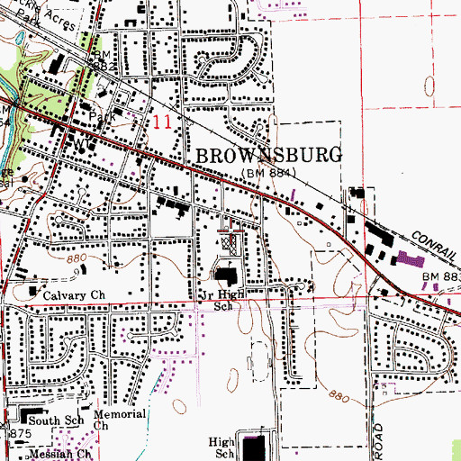 Topographic Map of Brownsburg Intermediate School, IN