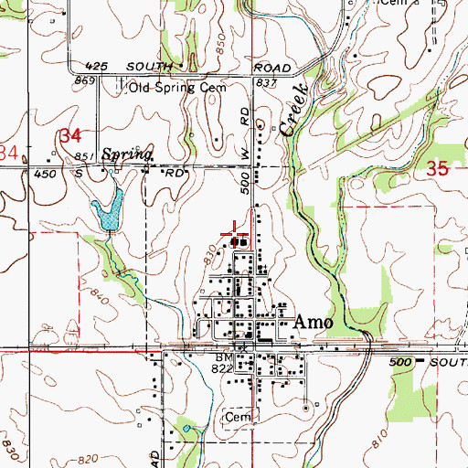 Topographic Map of Amo Elementary School, IN
