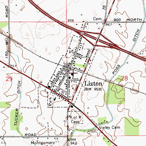 Topographic Map of Tri-West Junior High School, IN