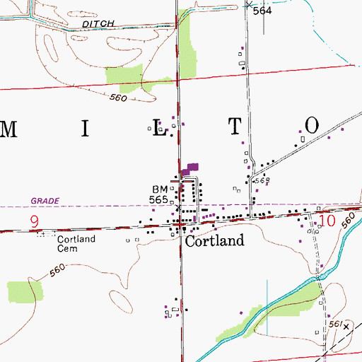 Topographic Map of Cortland Elementary School, IN