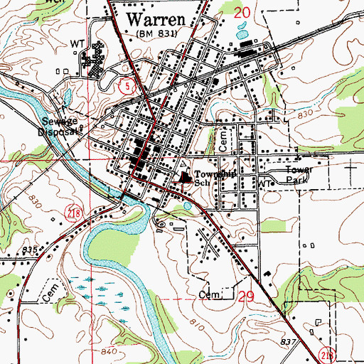 Topographic Map of Salamonie School, IN