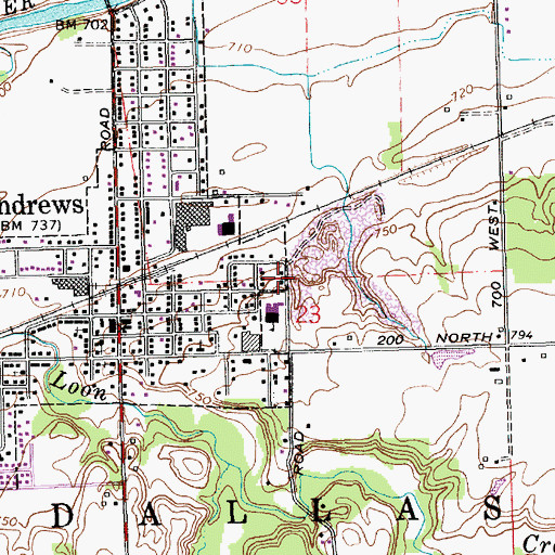 Topographic Map of Andrews Elementary School, IN