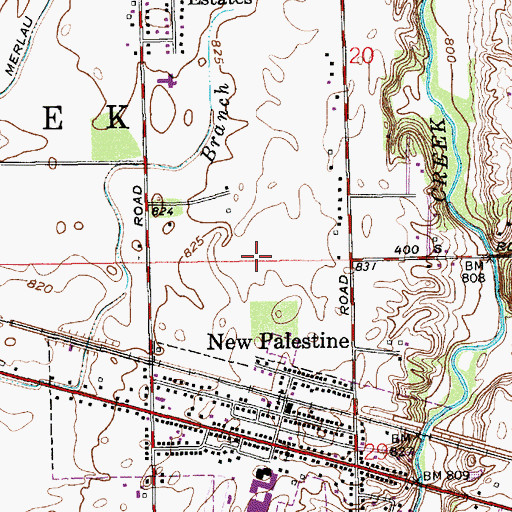 Topographic Map of New Palestine High School, IN