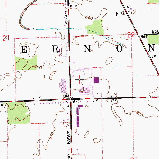 Topographic Map of Mount Vernon Middle School, IN
