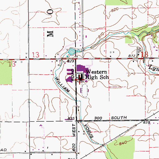 Topographic Map of Western Elementary School, IN