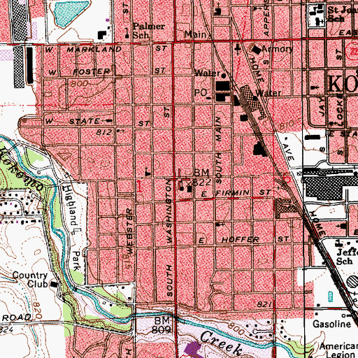 Topographic Map of Washington Elementary School, IN