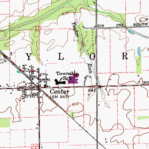 Topographic Map of Taylor High School, IN