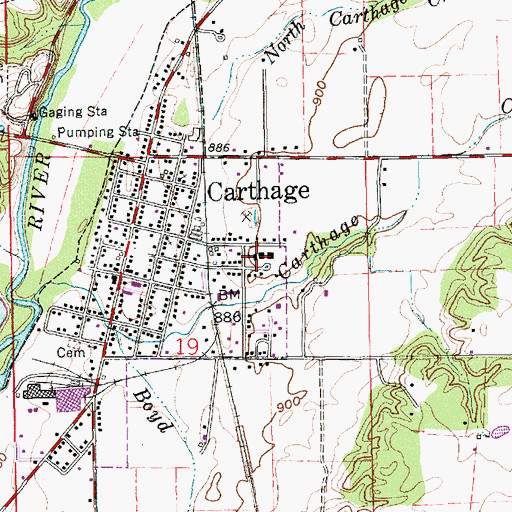 Topographic Map of Carthage Elementary School, IN