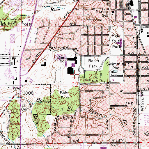 Topographic Map of Parkview Junior High B-7 Building, IN