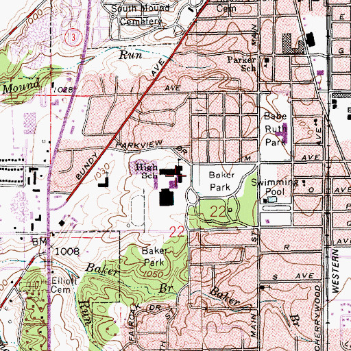 Topographic Map of Parkview Junior High School, IN