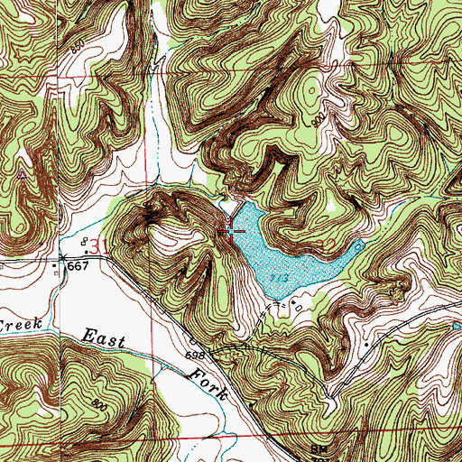 Topographic Map of Hidden Valley Lake Dam, IN
