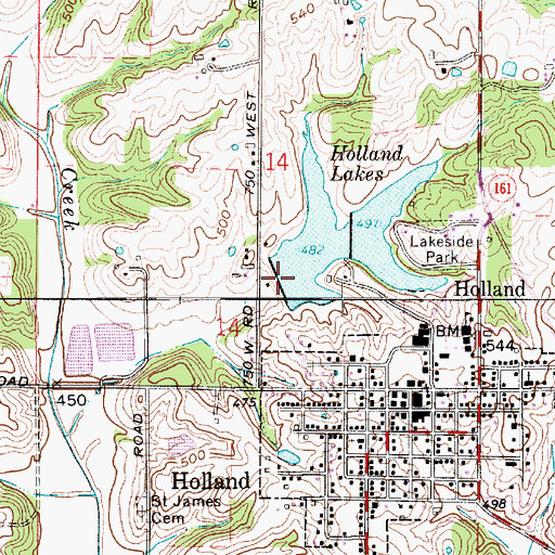 Topographic Map of Holland Old Water Supply Dam Number 1, IN