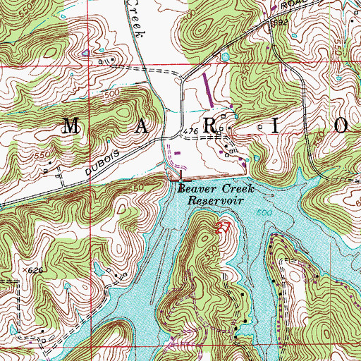 Topographic Map of Beaver Creek Lake Dam, IN
