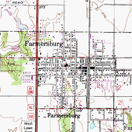 Topographic Map of Farmersburg Elementary School, IN