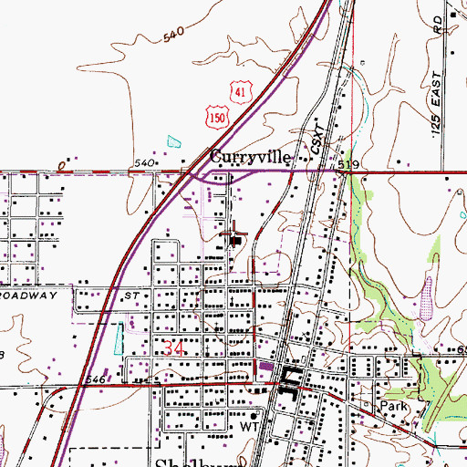 Topographic Map of Shelburn Elementary School, IN