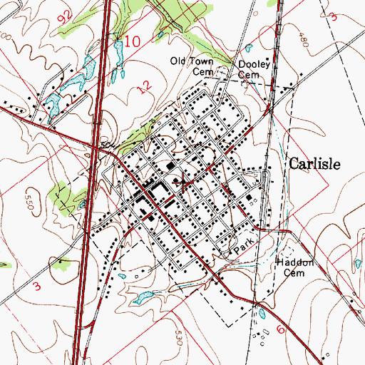 Topographic Map of Carlisle Elementary and Junior High School, IN