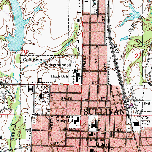 Topographic Map of Sullivan High School, IN