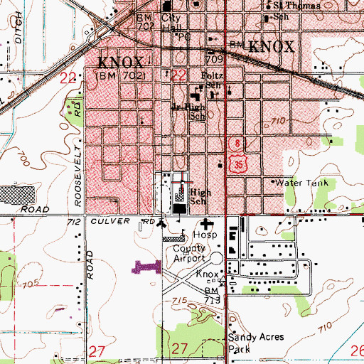Topographic Map of Ruth Palmer Elementary School, IN