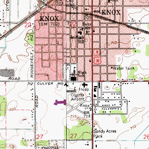 Topographic Map of Knox Community Junior High School, IN