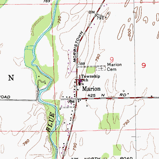 Topographic Map of Marion Elementary School, IN