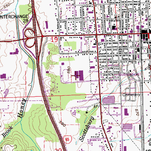 Topographic Map of Scottsburg Senior High School, IN