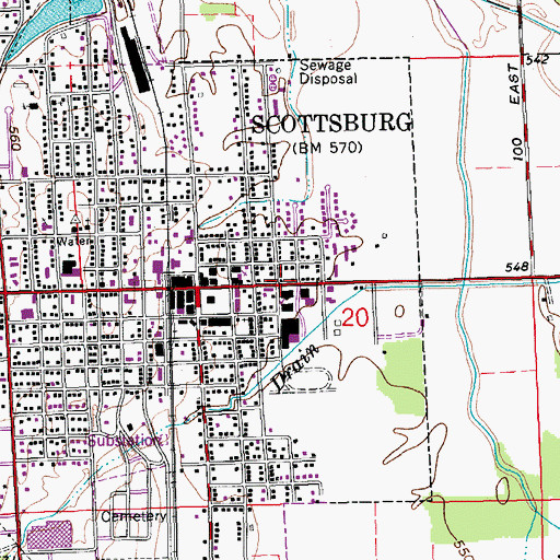 Topographic Map of Scottsburg Junior High School, IN