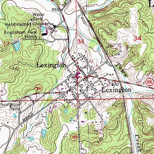 Topographic Map of Lexington Elementary School, IN