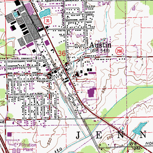 Topographic Map of Austin High School, IN