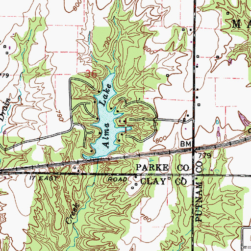Topographic Map of Alma Lake, IN