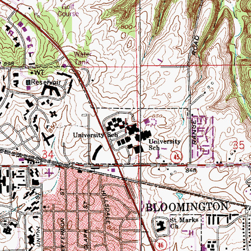 Topographic Map of University Middle School, IN