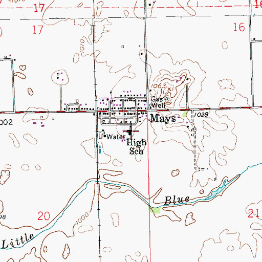 Topographic Map of Mays Elementary School, IN